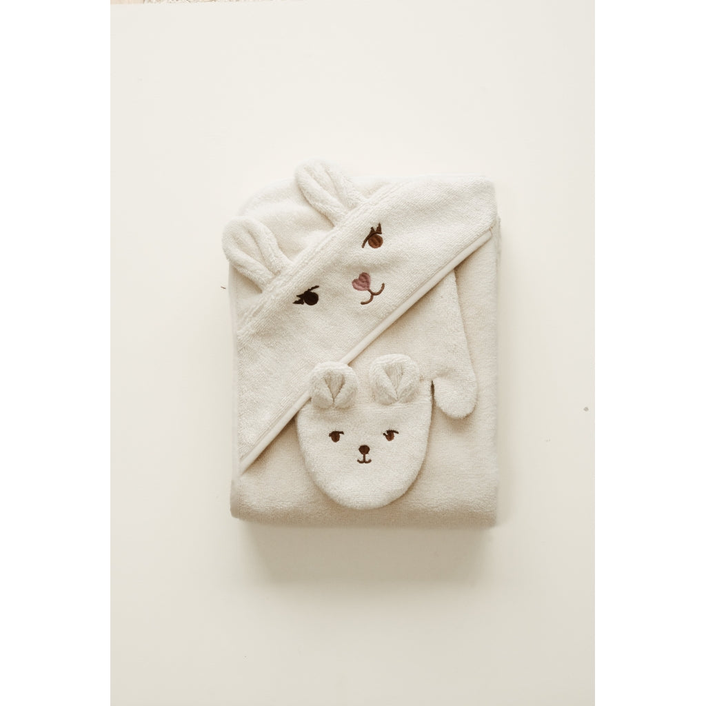 Fabelab Bath Mitts - 2 pack - Bear and Bunny Badekåber Ash Rose