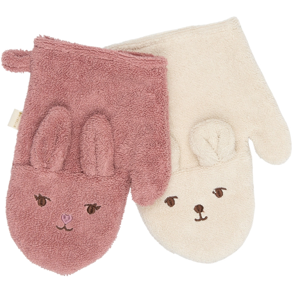 Fabelab Bath Mitts - 2 pack - Bear and Bunny Badekåber Ash Rose