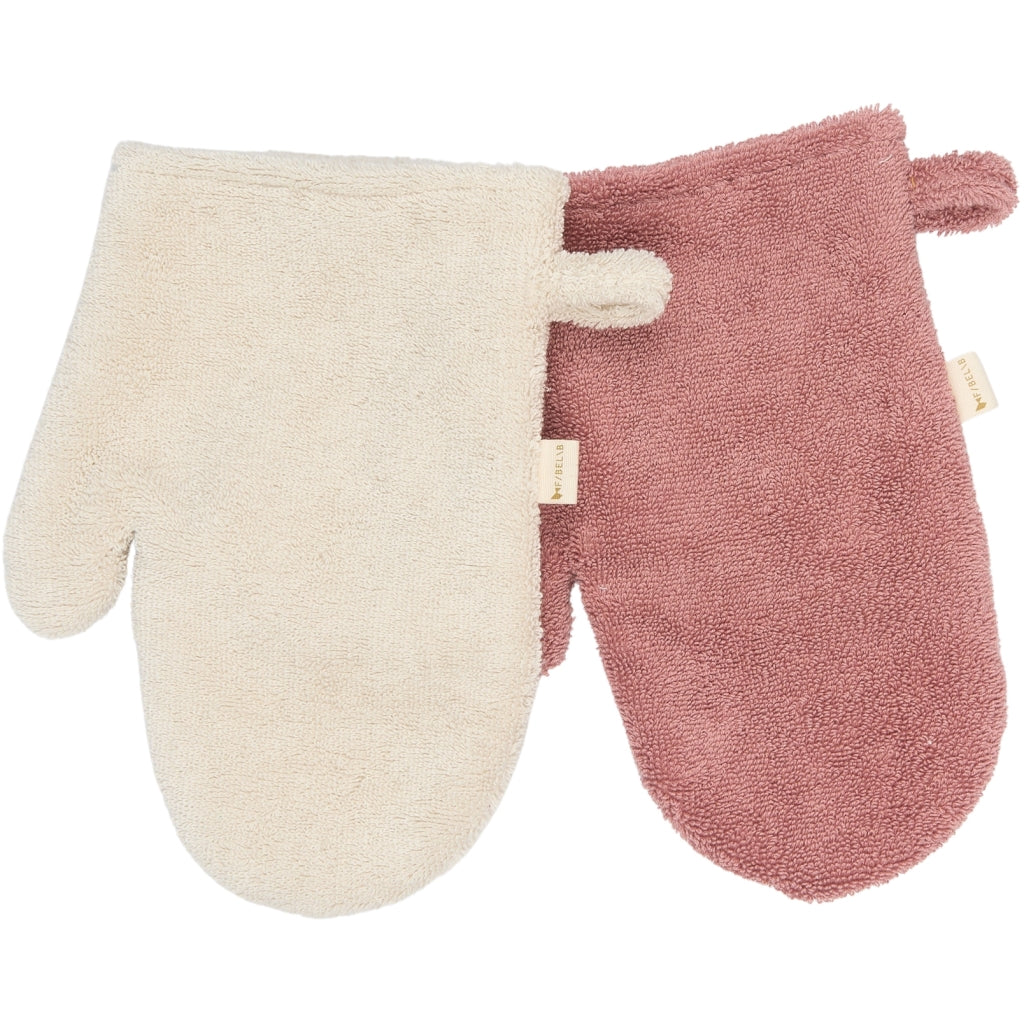 Fabelab Bath Mitts - 2 pack - Bear and Bunny Badekåber Ash Rose