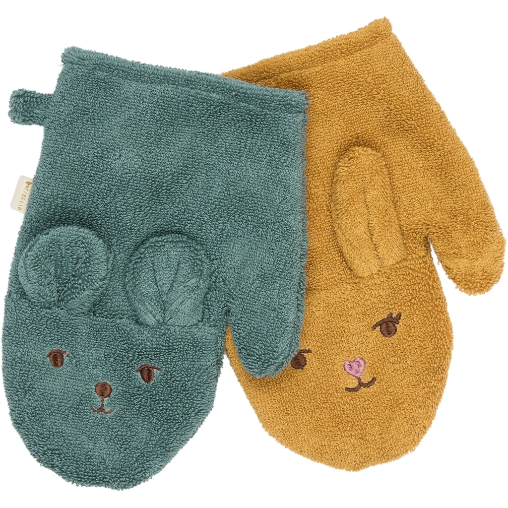 Fabelab Bath Mitts - 2 pack - Bear and Bunny Badekåber Wood Thrush