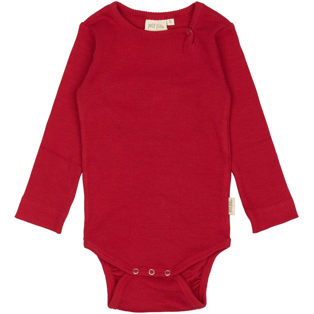 PETIT PIAO Body L/S Modal Bodystockings Jet Red