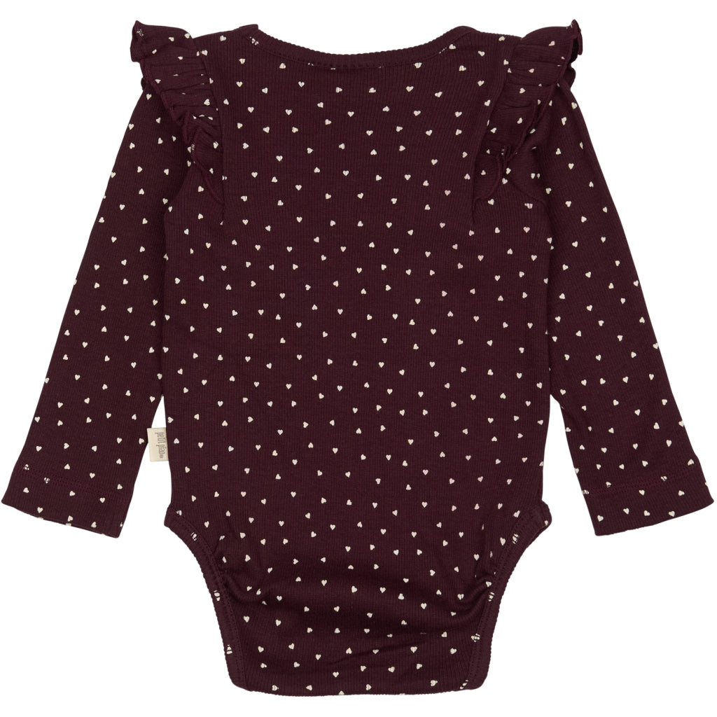 PETIT PIAO Body L/S Modal Bodystockings Dark Grape/White