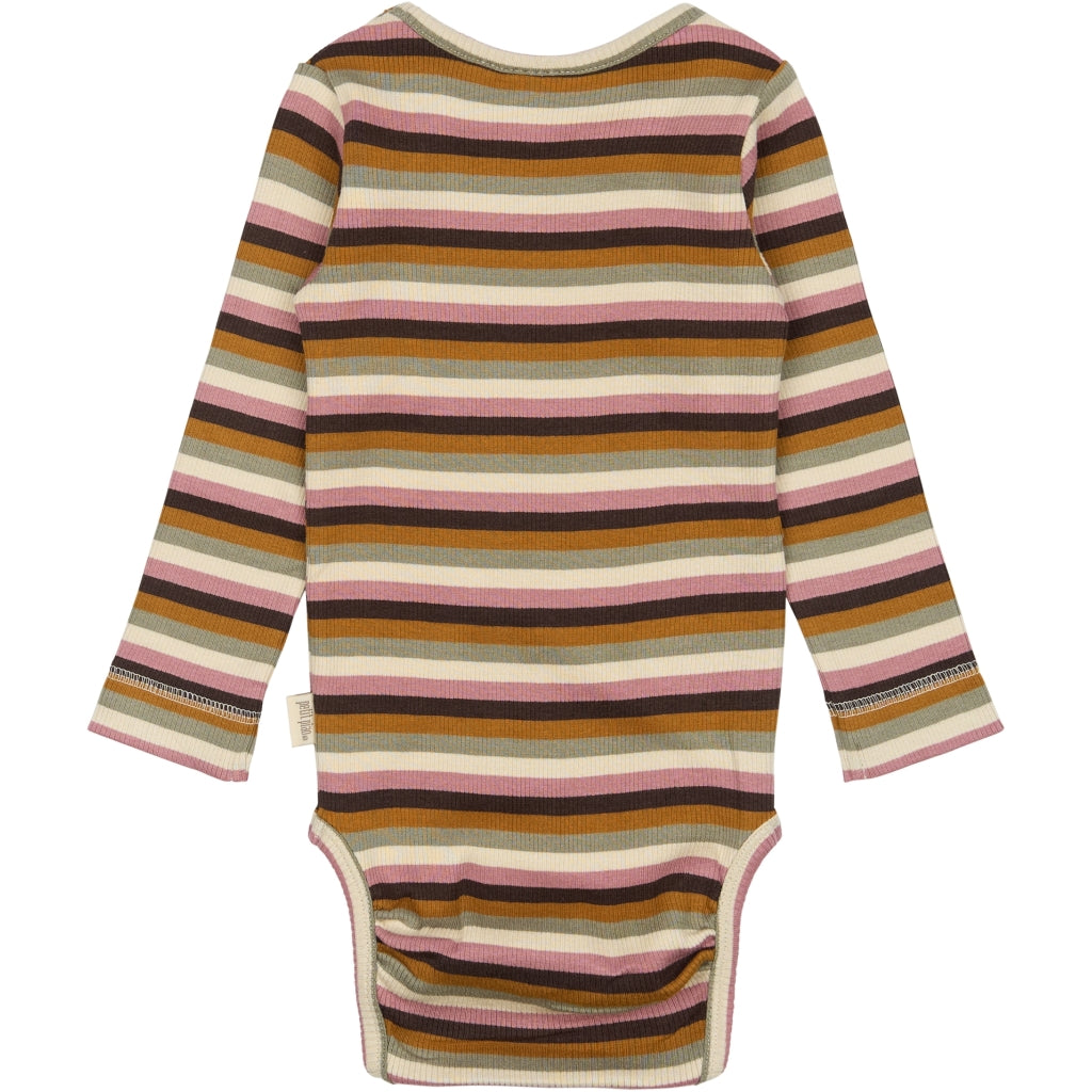 PETIT PIAO Body L/S Modal Multi Striped Bodystockings Nostalgic rose multi stripe