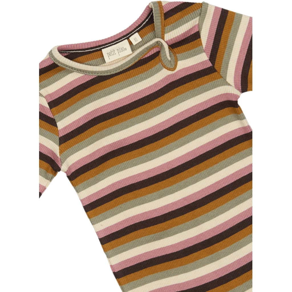 PETIT PIAO Body L/S Modal Multi Striped Bodystockings Nostalgic rose multi stripe