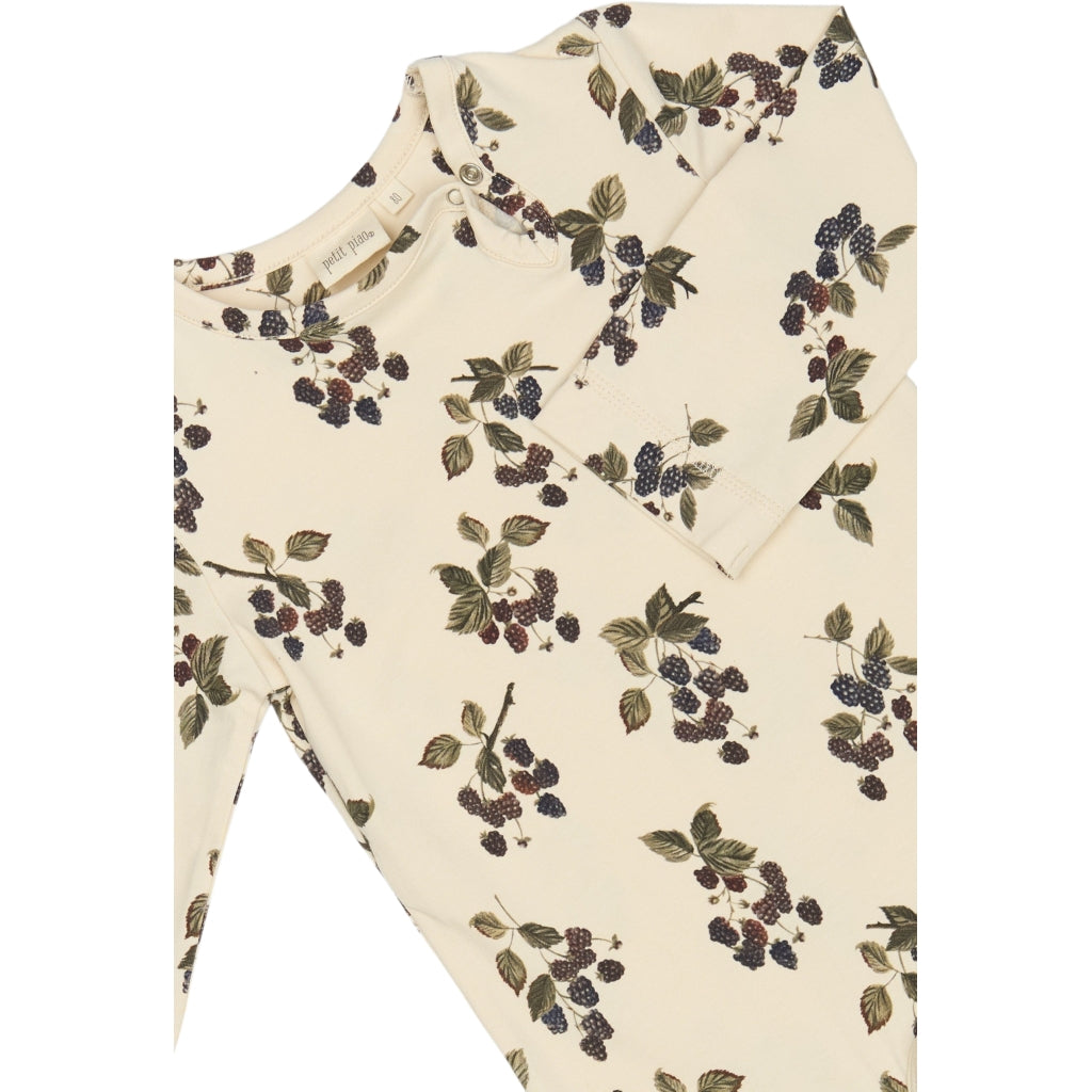 PETIT PIAO Body L/S Printed Bodystockings Black Berry