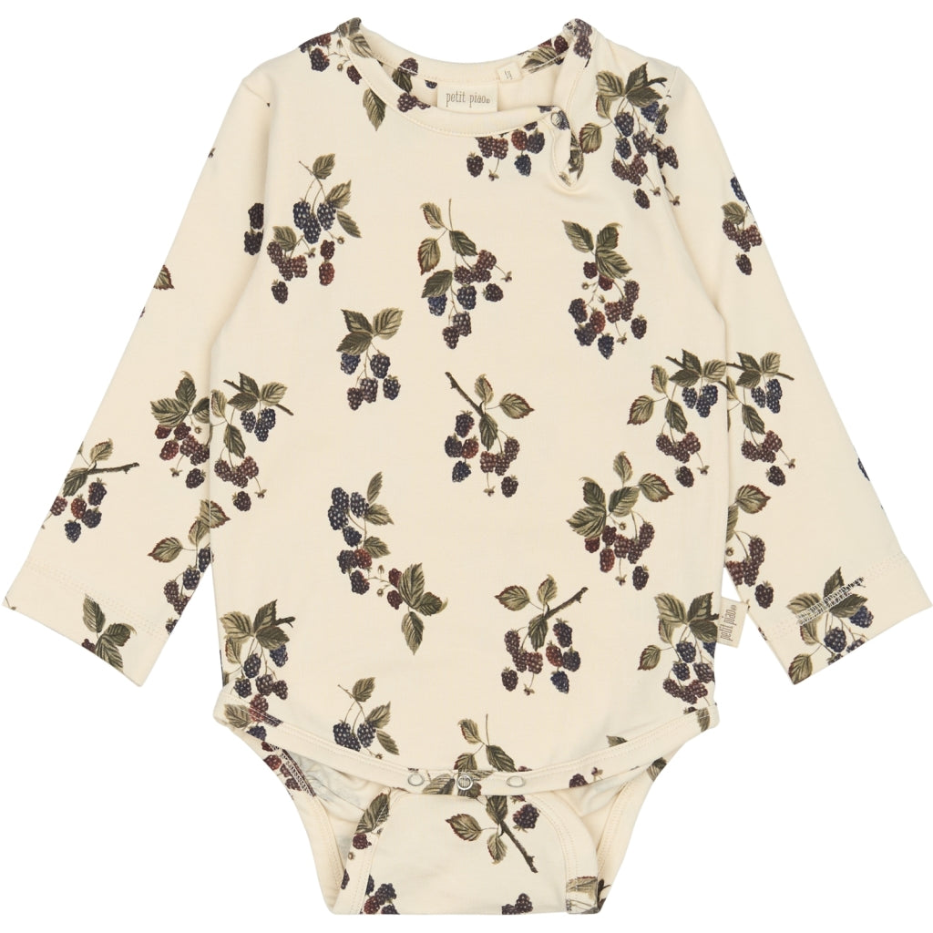 PETIT PIAO Body L/S Printed Bodystockings Black Berry