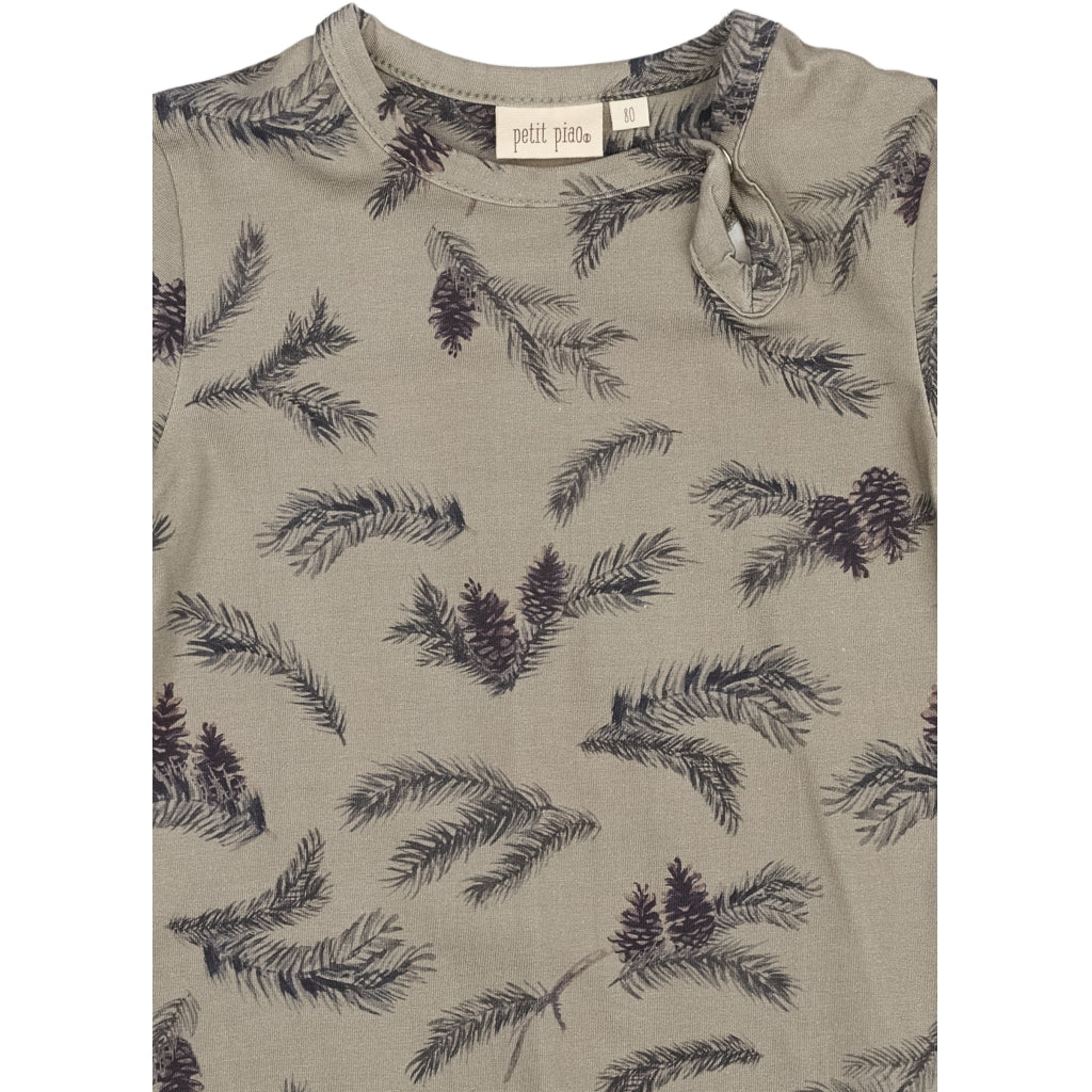 PETIT PIAO Body L/S Printed Bodystockings Pine