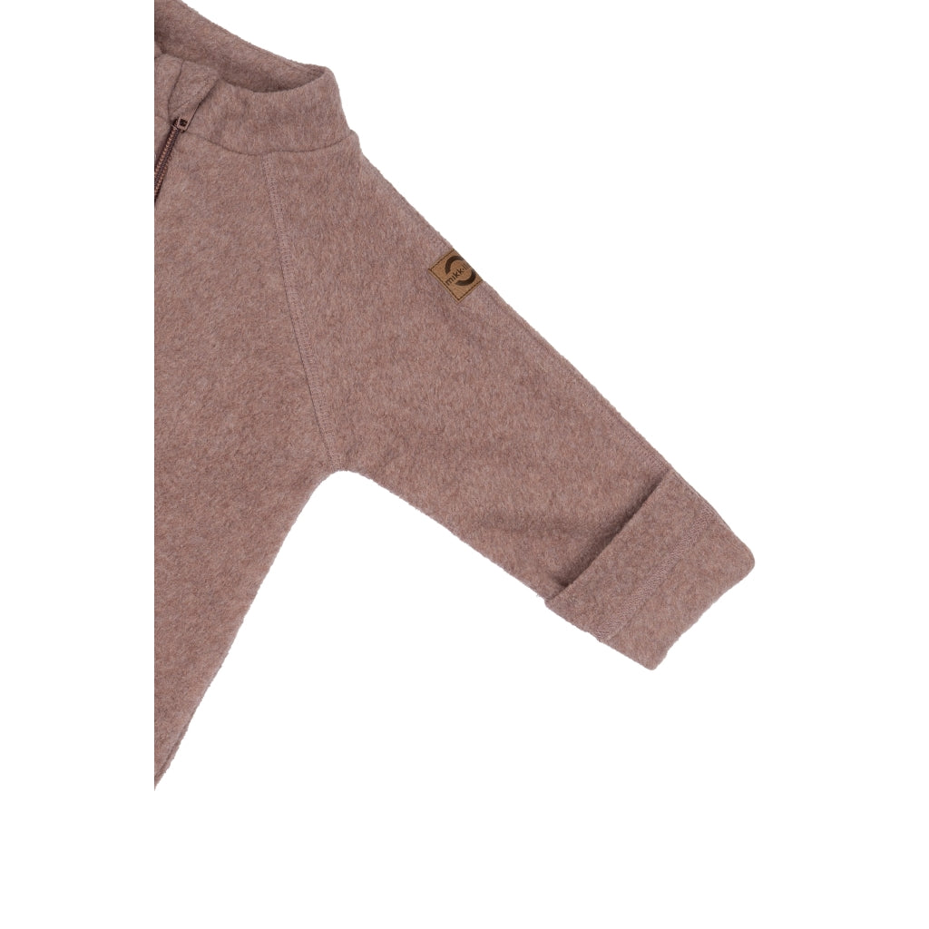 Mikk-Line Bomuld Fleece Baby Heldragt Wholesuit Burlwood Melange