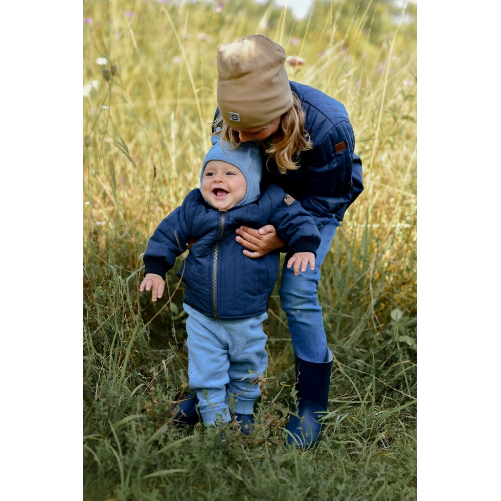 Mikk-Line Bomuld Fleece Baby Heldragt Wholesuit Faded Denim Melange