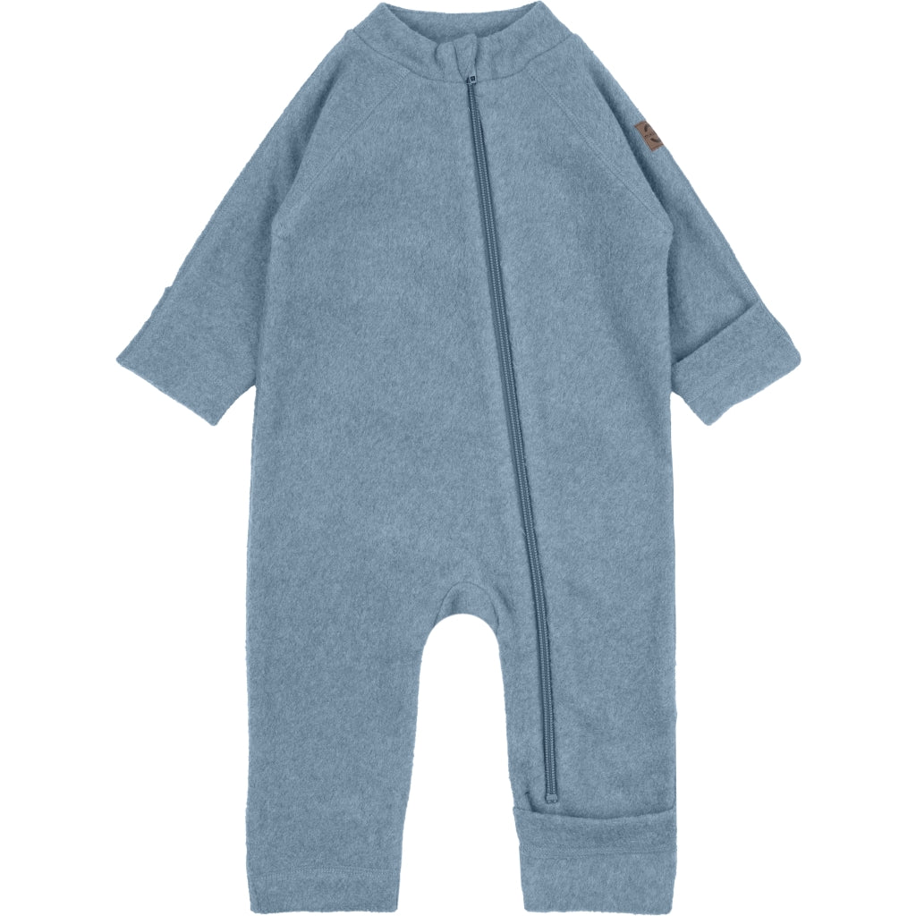 Mikk-Line Bomuld Fleece Baby Heldragt Wholesuit Faded Denim Melange