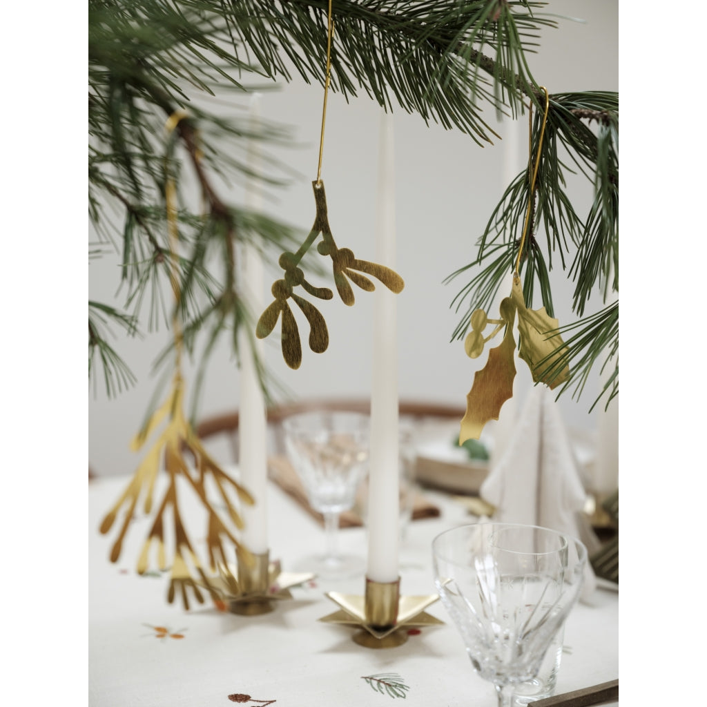 Fabelab Christmas Ornaments Yule Greens - 3 pack - Golden Metal Decoration GOLD