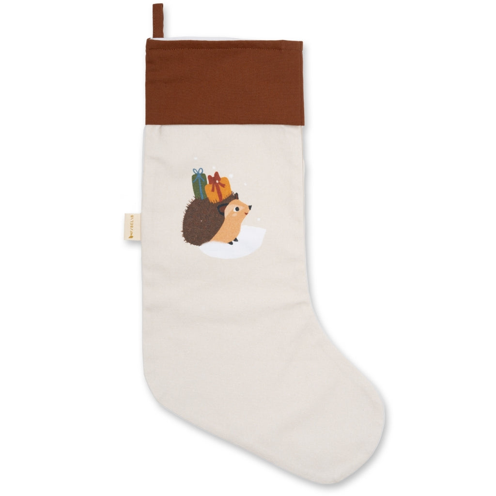 Fabelab Christmas Stocking - printed - Woodland Hedgehog Decoration Oat Milk