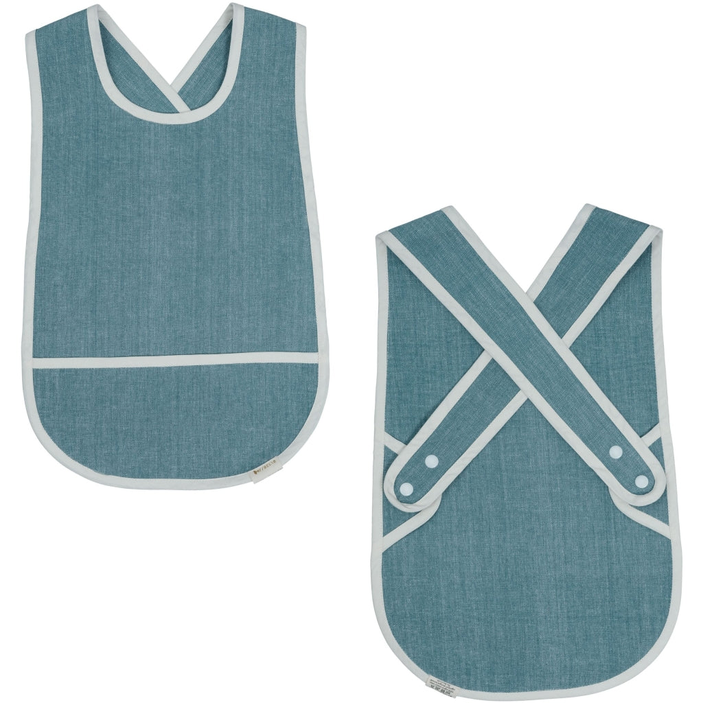 Fabelab Cross Back Bib - Chambray Blue Spruce Hagesmække og savlesmække Blue Spruce