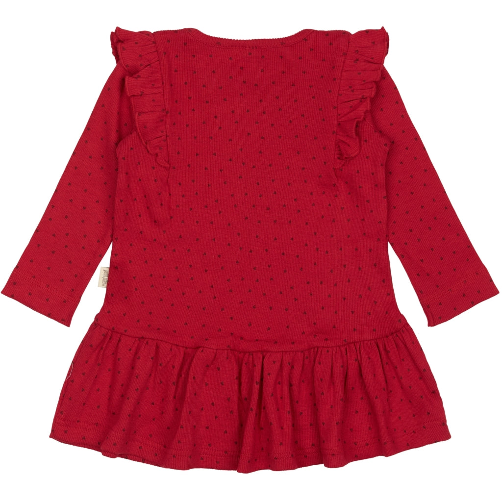 PETIT PIAO Dress L/S Frill Modal heart Kjoler Jet Red/Biking Red