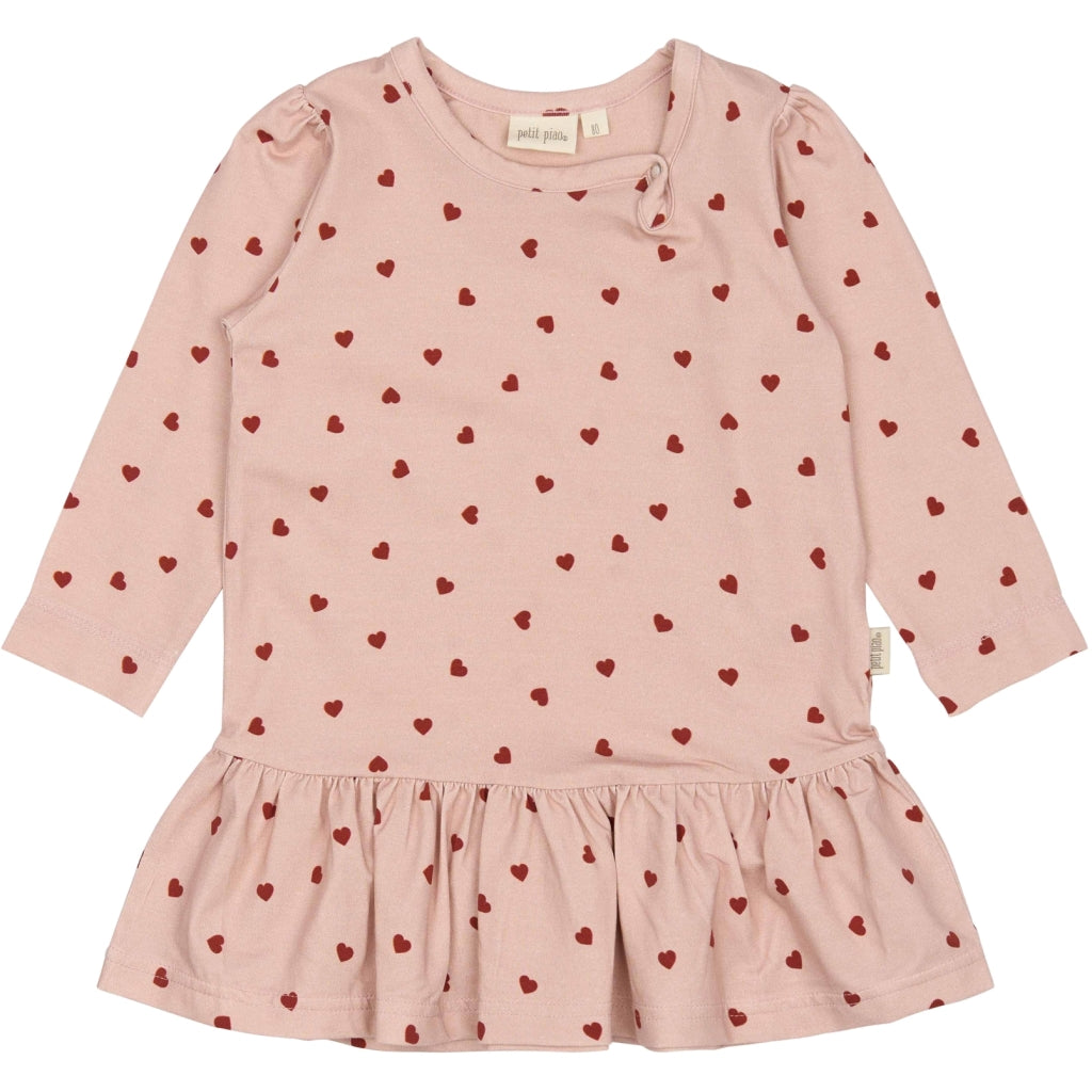 PETIT PIAO Dress L/S Gather Printed Kjoler Heart