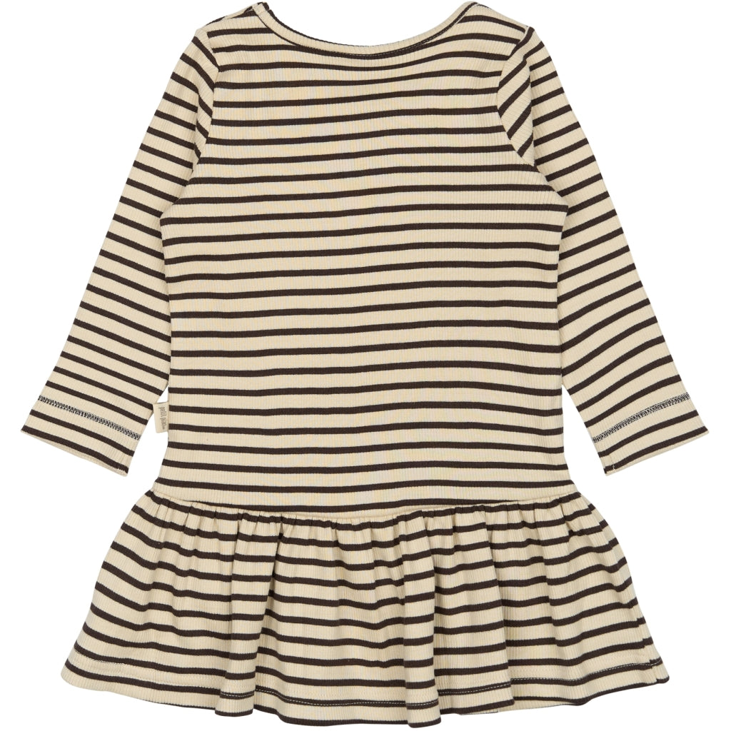 PETIT PIAO Dress L/S Modal Striped Kjoler Coffee bean/off white