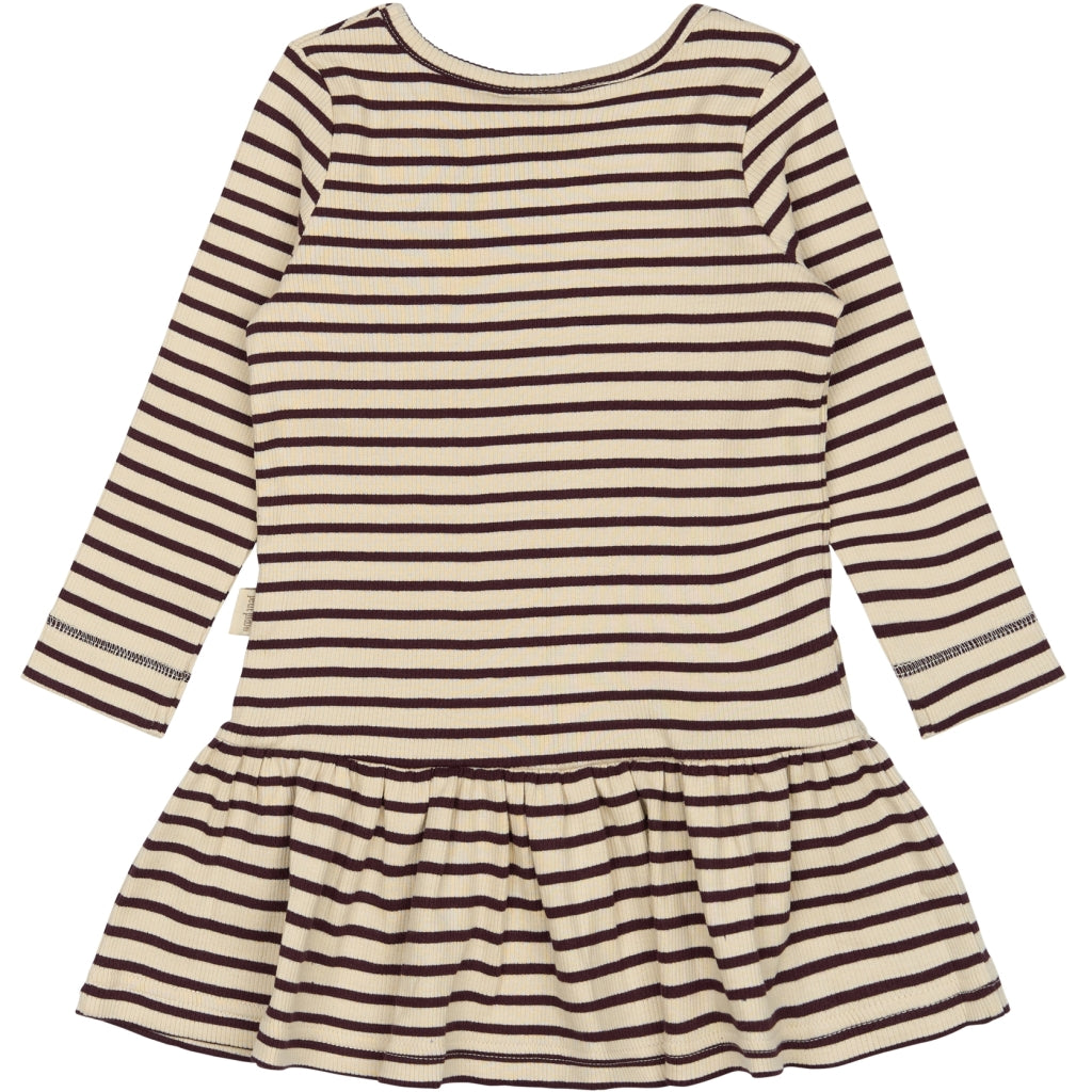 PETIT PIAO Dress L/S Modal Striped Kjoler Dark Grape/off white
