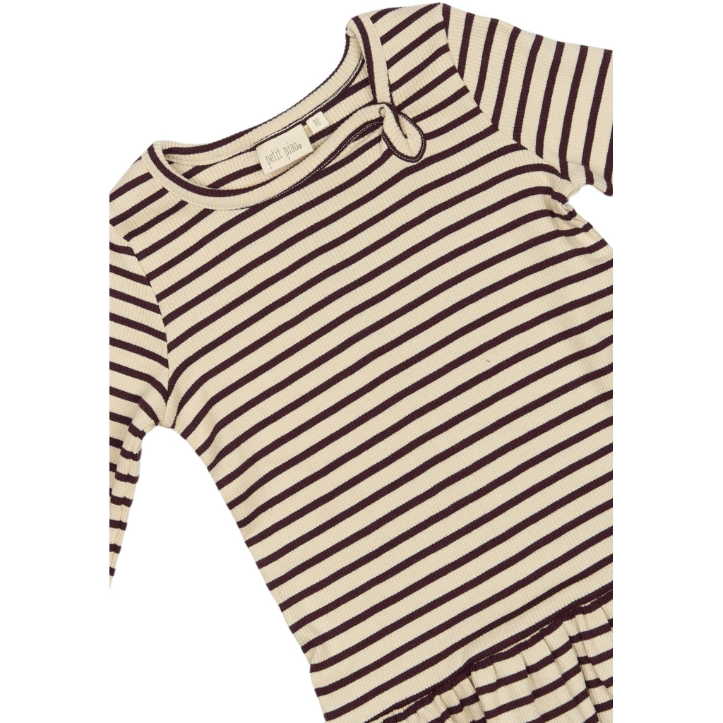 PETIT PIAO Dress L/S Modal Striped Kjoler Dark Grape/off white
