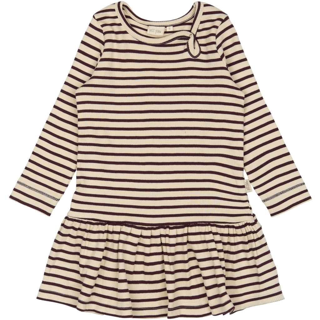 PETIT PIAO Dress L/S Modal Striped Kjoler Dark Grape/off white