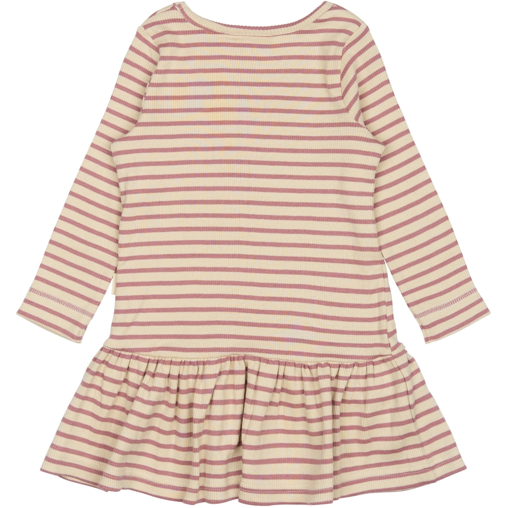 PETIT PIAO Dress L/S Modal Striped Kjoler Nostalgic Rose/off white