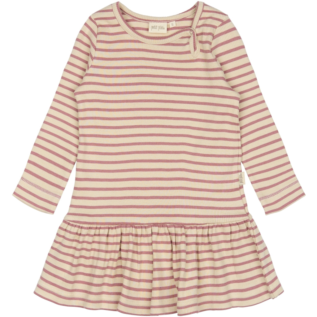 PETIT PIAO Dress L/S Modal Striped Kjoler Nostalgic Rose/off white