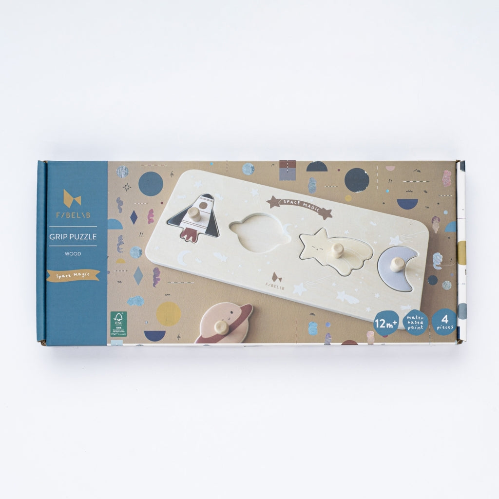 Fabelab Grip Puzzle - Space Magic - Wood Wooden Toys Multi Colours