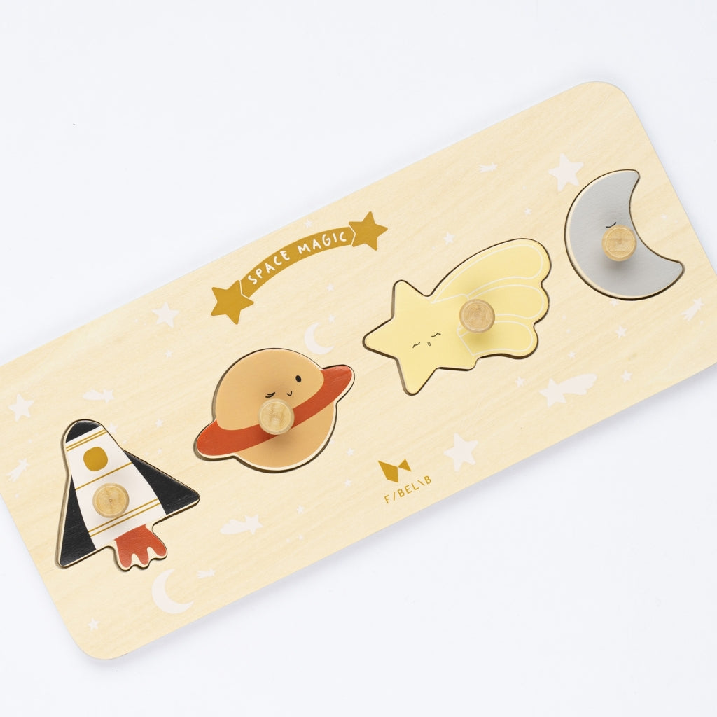 Fabelab Grip Puzzle - Space Magic - Wood Wooden Toys Multi Colours