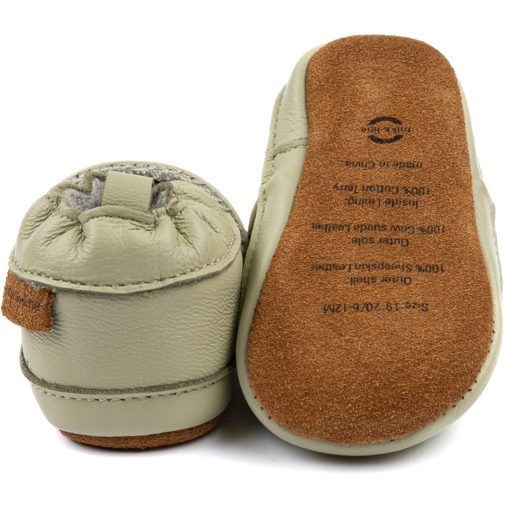 Mikk-Line Læder Hjemmesko (3D details) Slippers Gray green