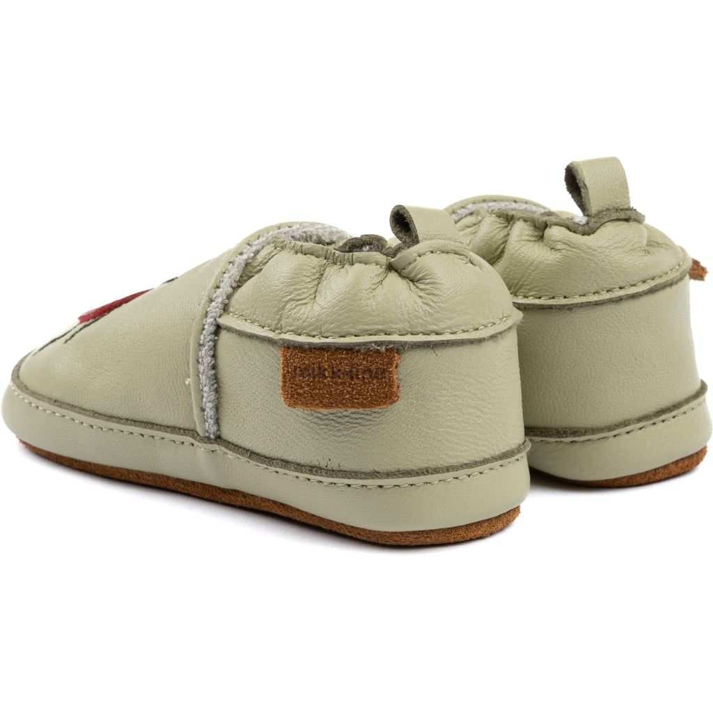 Mikk-Line Læder Hjemmesko (3D details) Slippers Gray green