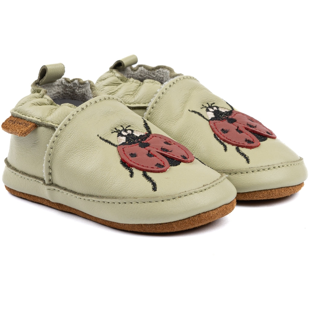 Mikk-Line Læder Hjemmesko (3D details) Slippers Gray green