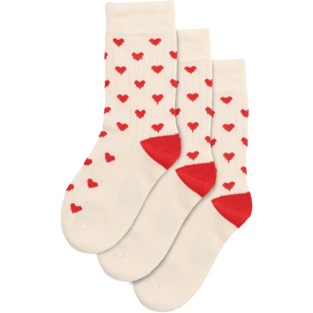 MINIPOP Minipop Bamboo heart socks 3 pack Socks Bright Red