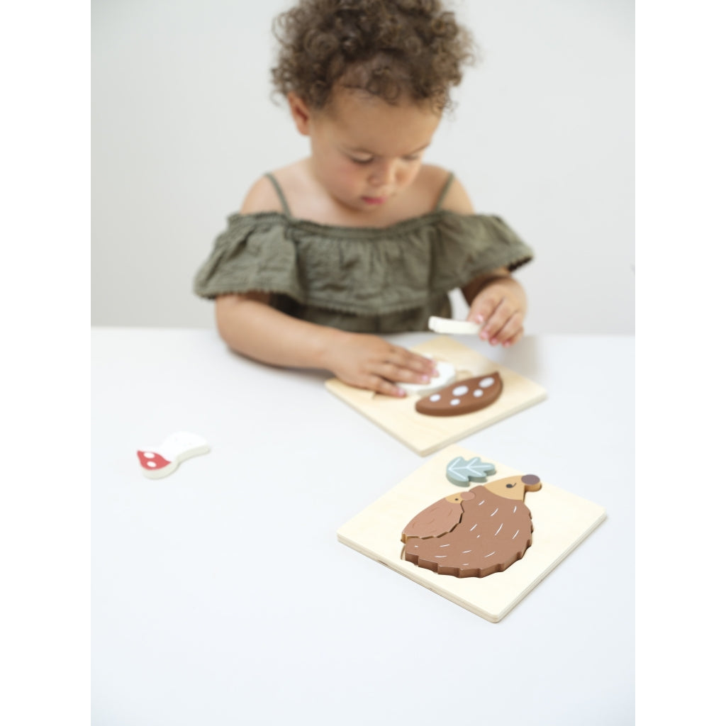 Fabelab Mushroom & Hedgehog Puzzle 2 pack - Wood Wooden Toys Multi Colours