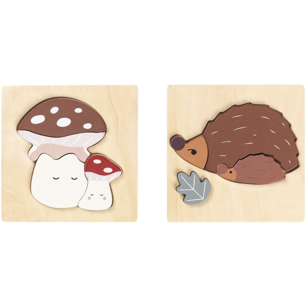 Fabelab Mushroom & Hedgehog Puzzle 2 pack - Wood Wooden Toys Multi Colours