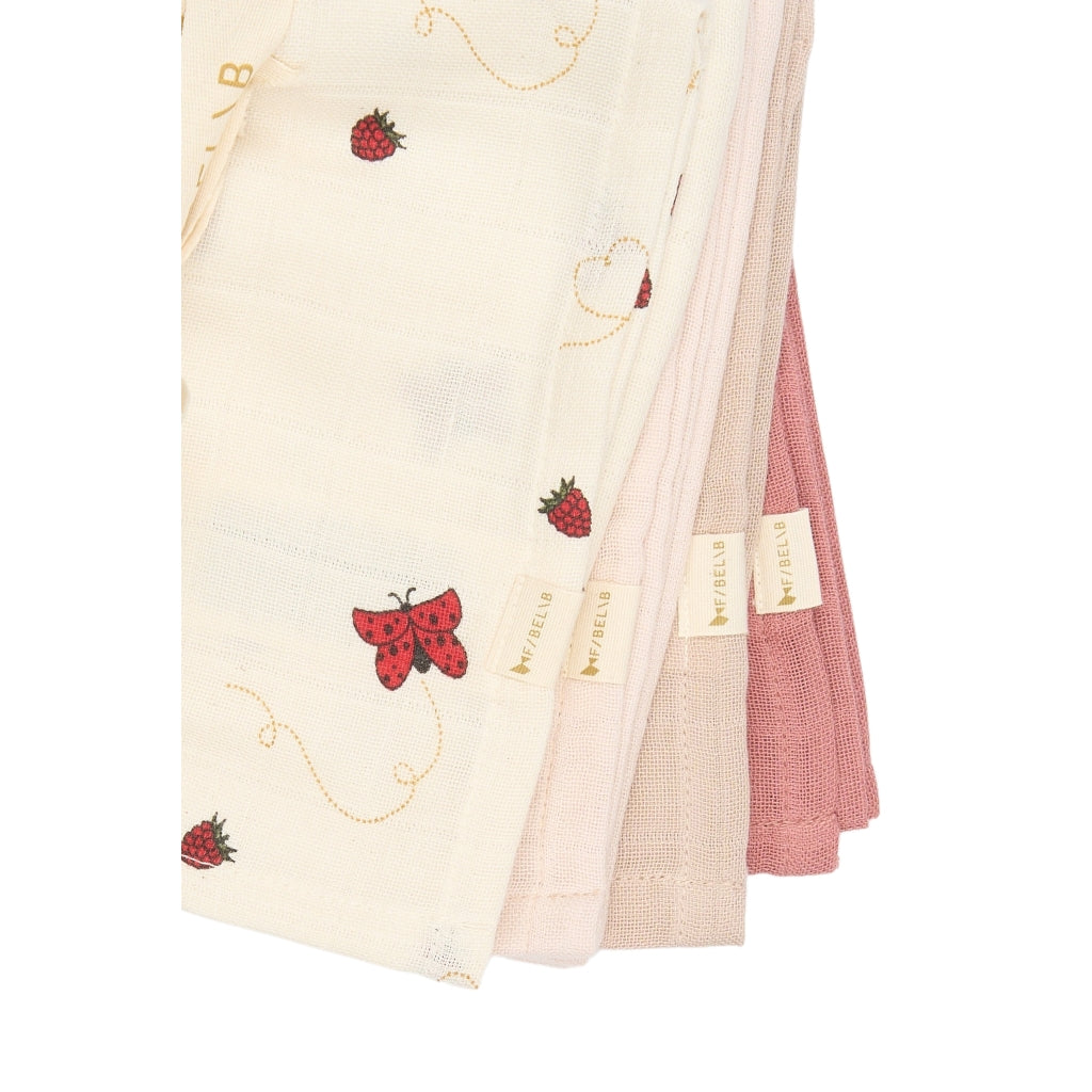 Fabelab Muslin 4-pack - Into The Garden Swaddles & Muslin Cloths Peach whip
