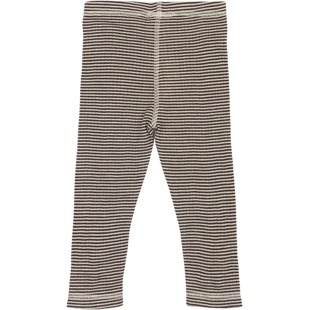 PETIT PIAO PPDante Leggings Merino Wool Striped Leggings Coffee Bean/Dark Off White