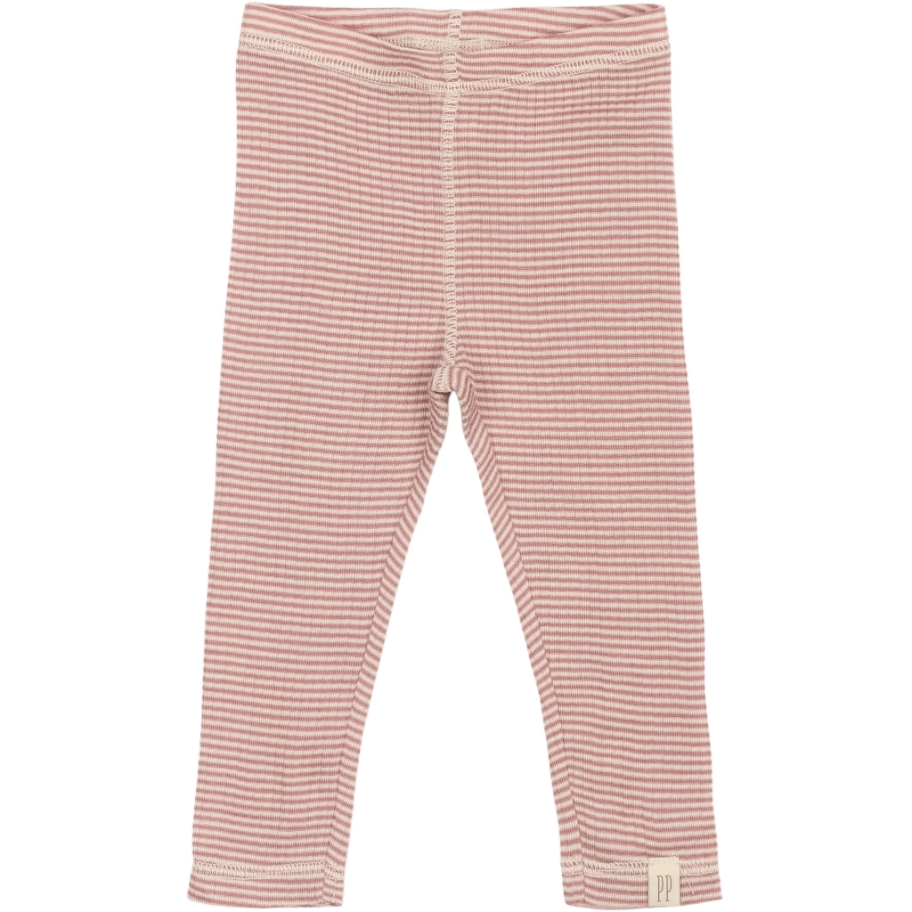 PETIT PIAO PPDante Leggings Merino Wool Striped Leggings Nostalgic Rose/Dark Off White