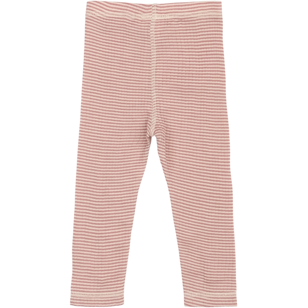 PETIT PIAO PPDante Leggings Merino Wool Striped Leggings Nostalgic Rose/Dark Off White