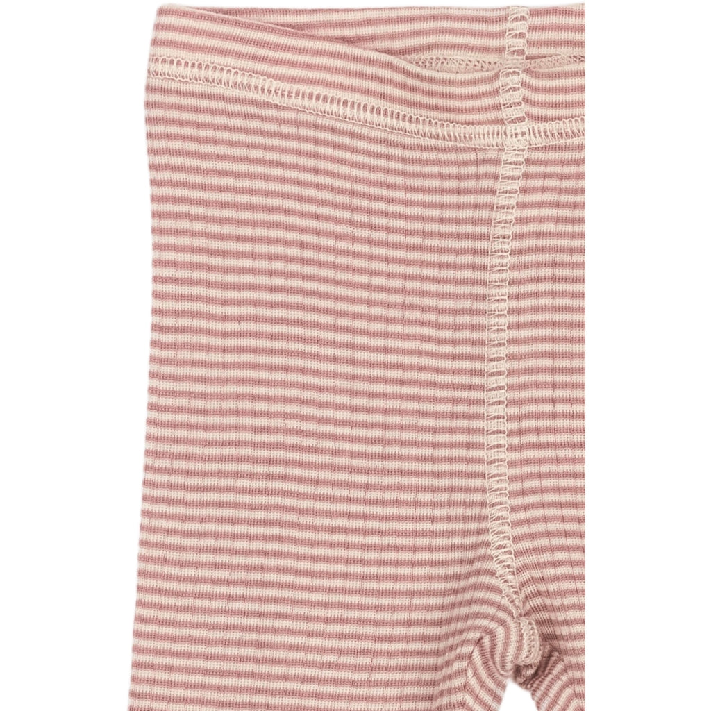 PETIT PIAO PPDante Leggings Merino Wool Striped Leggings Nostalgic Rose/Dark Off White