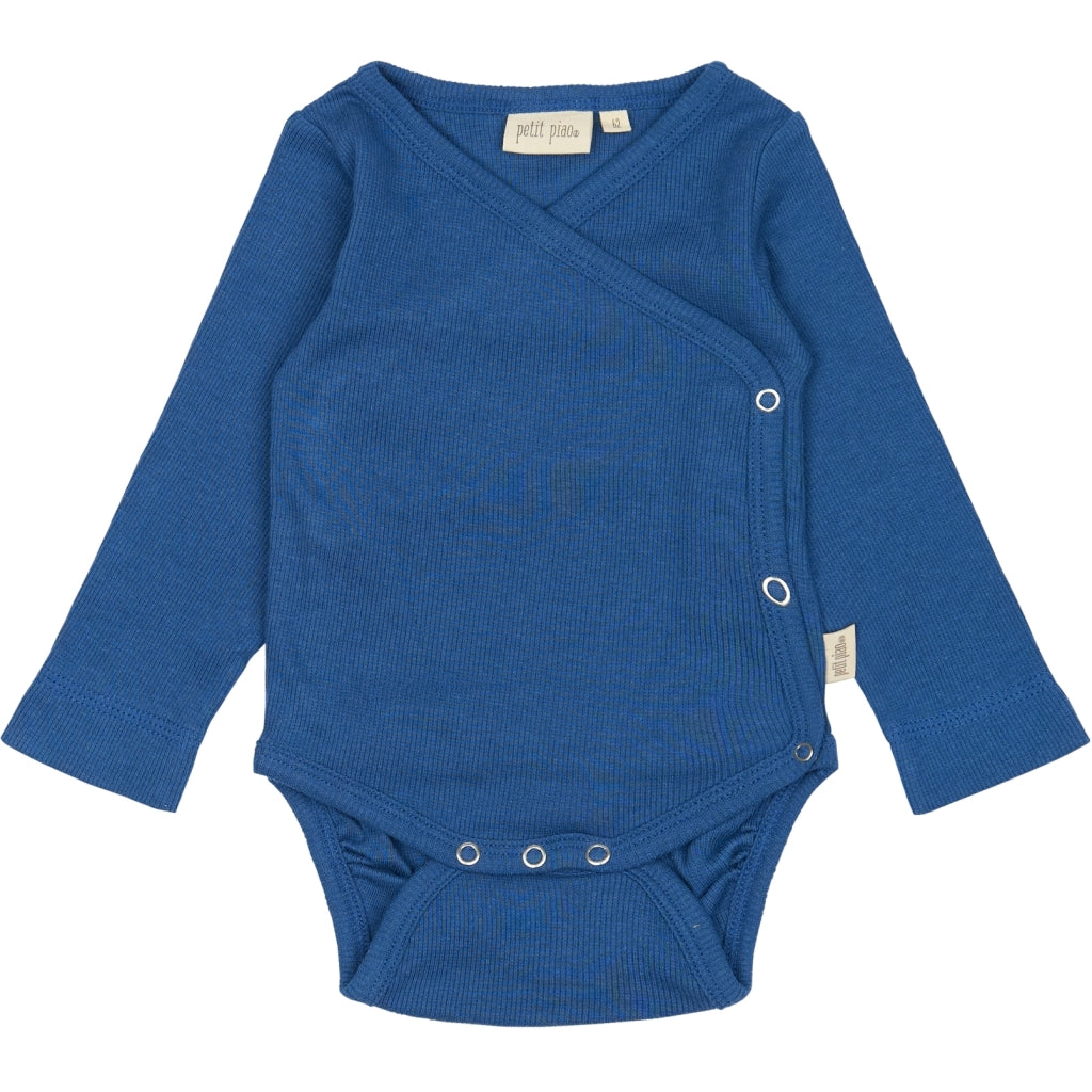 PETIT PIAO PPDi Body L/S fold over NB NOOS Bodystockings True Blue