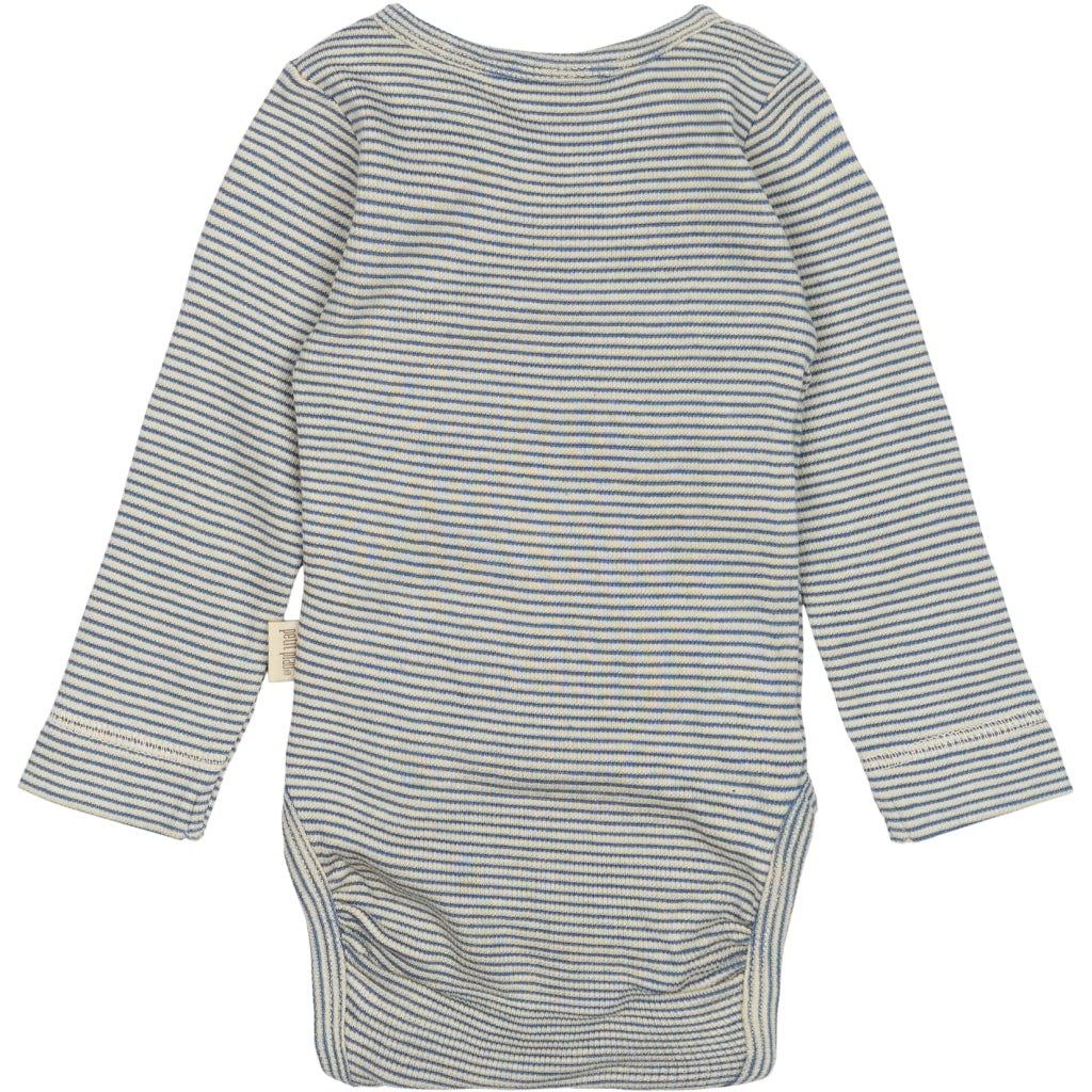 PETIT PIAO PPDian Body L/S fold over stripe NB NOOS Bodystockings True Navy/Dark off white