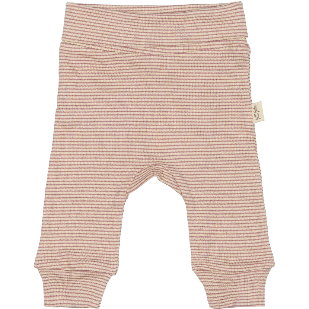 PETIT PIAO PPDian fold leggings stripe NB NOOS Leggings Nostalgic Rose/Dark Off White