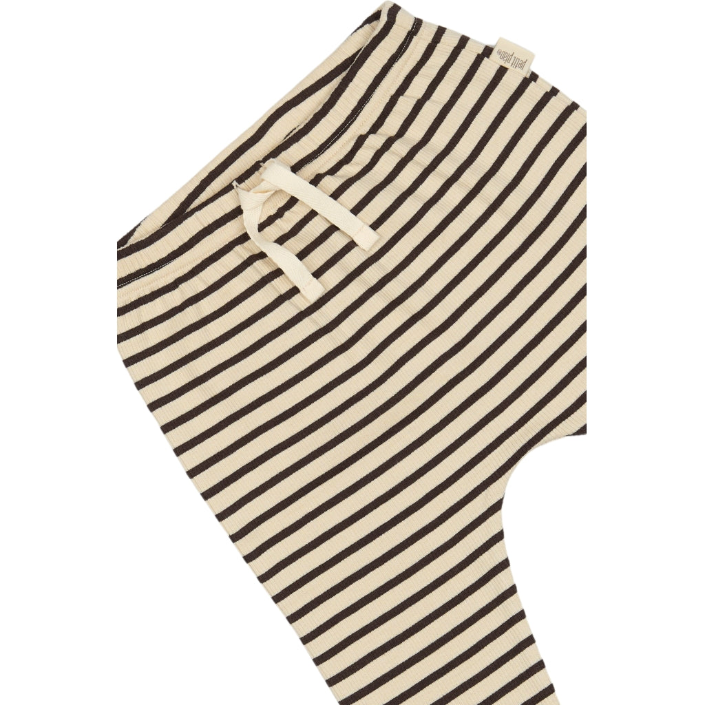 PETIT PIAO Pants Modal Striped Bukser Coffee bean/off white