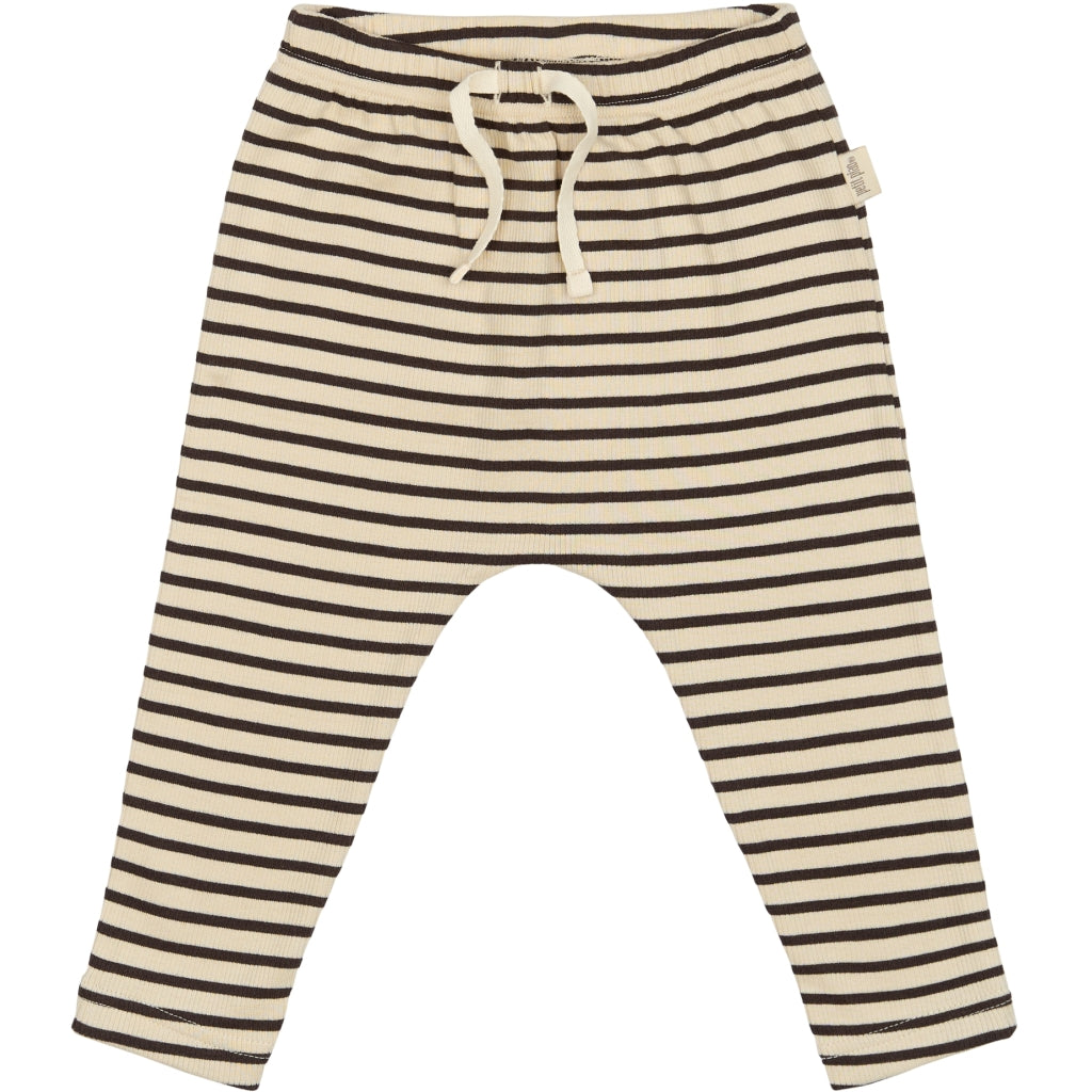 PETIT PIAO Pants Modal Striped Bukser Coffee bean/off white