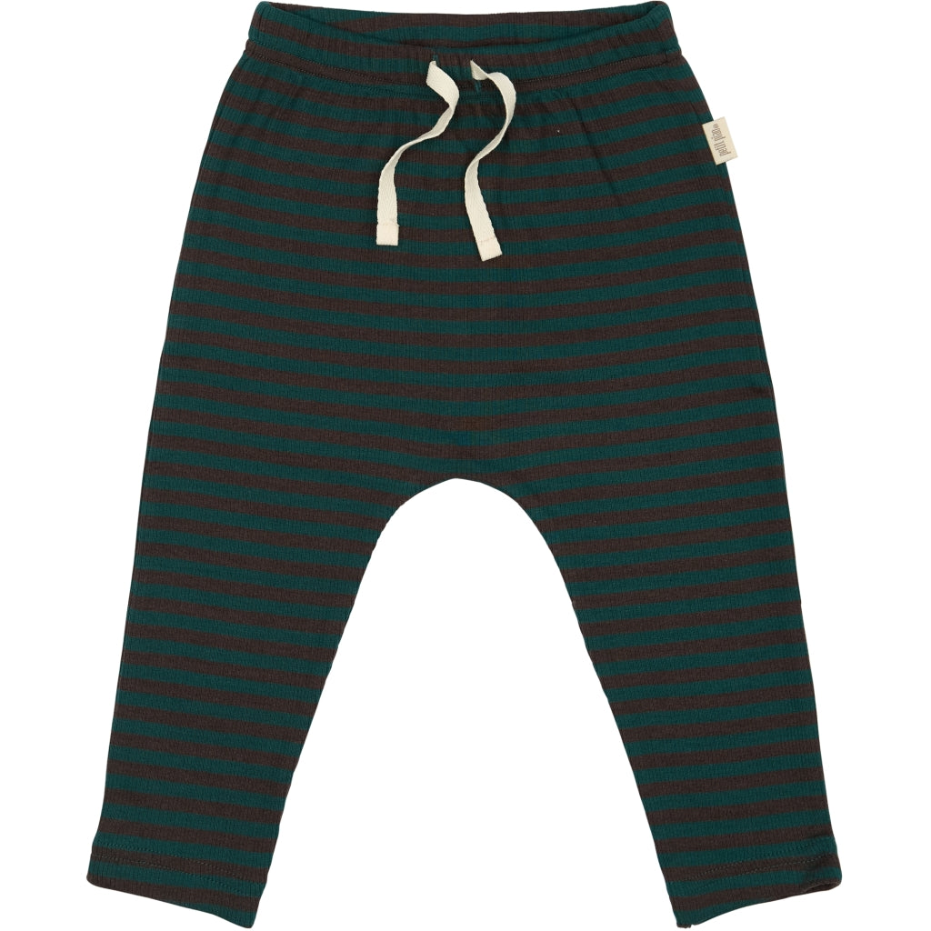 PETIT PIAO Pants Modal Striped Bukser Dark sea/coffe bean