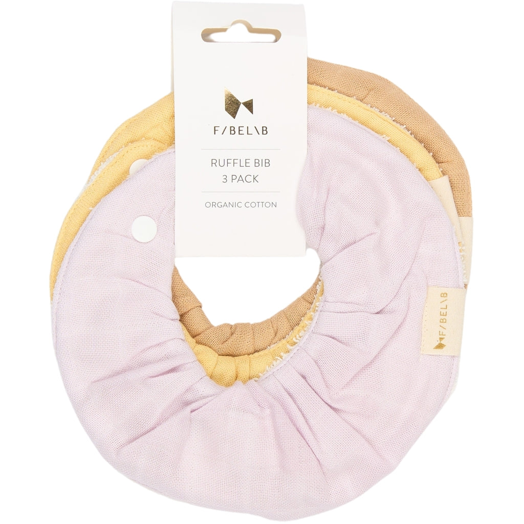 Fabelab Ruffle Bib - Star Dust - 3 pack Hagesmække og savlesmække Lilac