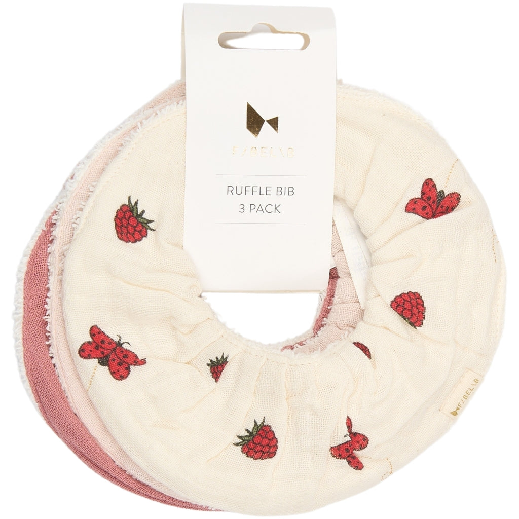 Fabelab Ruffle Bib 3-pack - Into The Garden Hagesmække og savlesmække Ash Rose