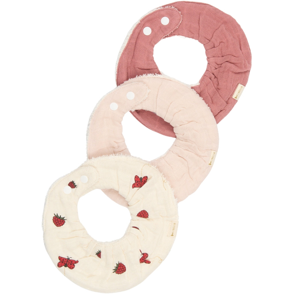 Fabelab Ruffle Bib 3-pack - Into The Garden Hagesmække og savlesmække Ash Rose