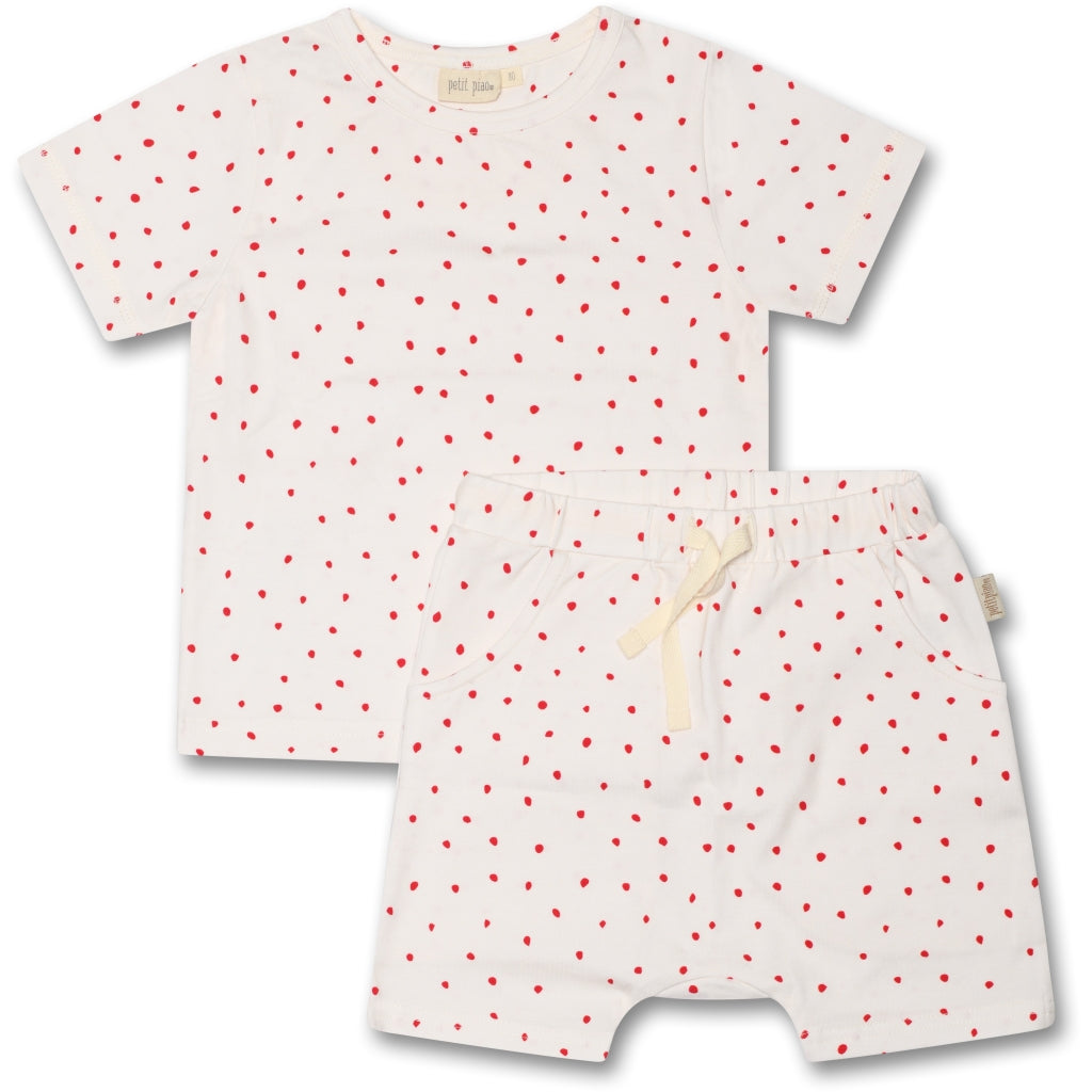 PETIT PIAO S/S Set Printed Set Bright Red