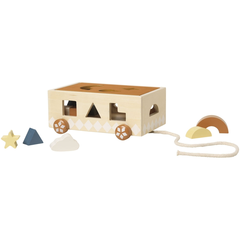 Fabelab Shape Sorter Pull Cart - Wood Wooden Toys Multi Colours