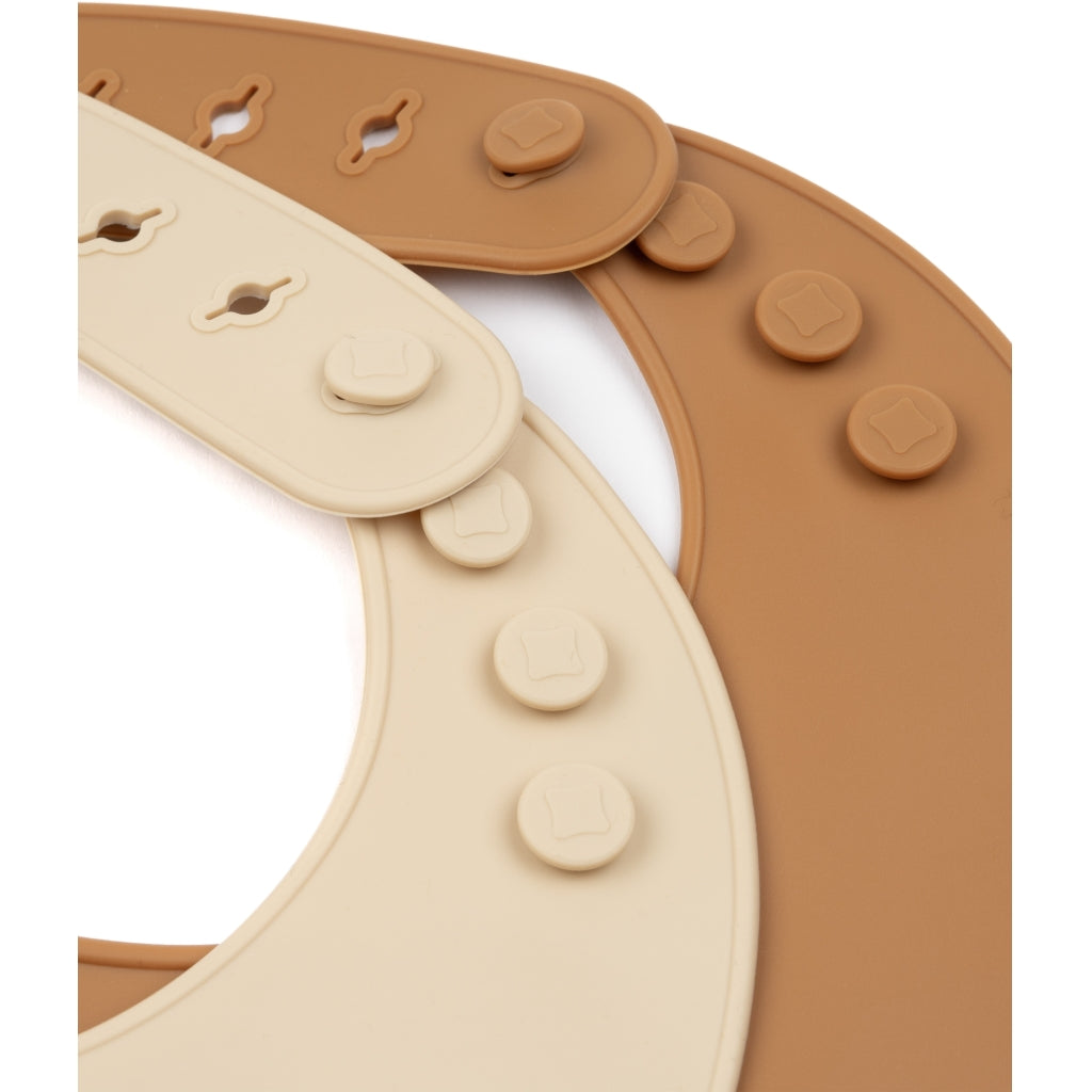 Mikk-Line Silikone Hagesmæk (2 Pak) Tableware WhiteSwan/Brownsugar